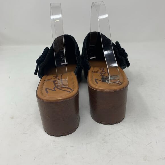 Zodiac Raine Black Suede Leather Moc Toe Platform Chunky Mules Clogs Size 10 Y2K - Picture 8 of 10